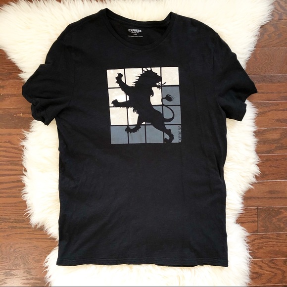 Men’s Express Black Graphic Short Sleeve Tee Large - Picture 1 of 5